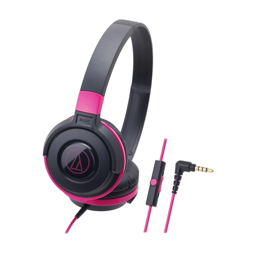 ATH-S100iS 智慧型手機用攜帶式耳機(黑粉色)